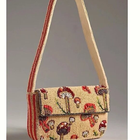 Anthropologie Handbags - Anthropologie The Fiona Beaded bag Mushroom Print